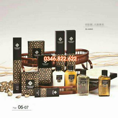 Bộ đồ amenities hộp giấy caro đen