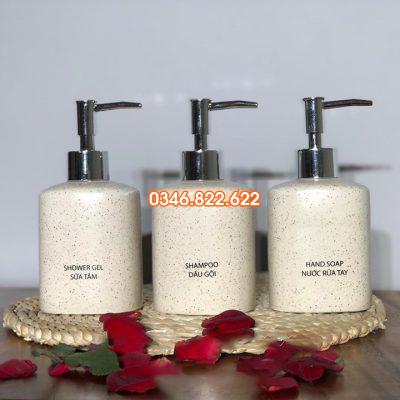 Bình đựng dầu gội , sữa tắm sứ