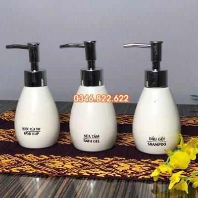 Bình đựng dầu gội , sữa tắm sứ