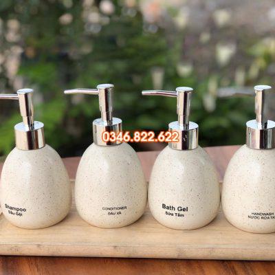 Bình đựng dầu gội , sữa tắm sứ