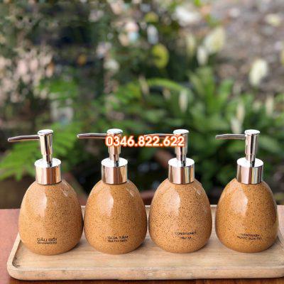 Bình đựng dầu gội , sữa tắm sứ