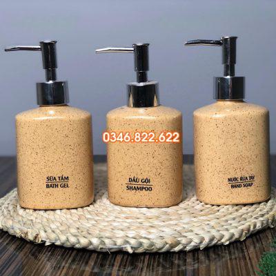 Bình đựng dầu gội , sữa tắm sứ