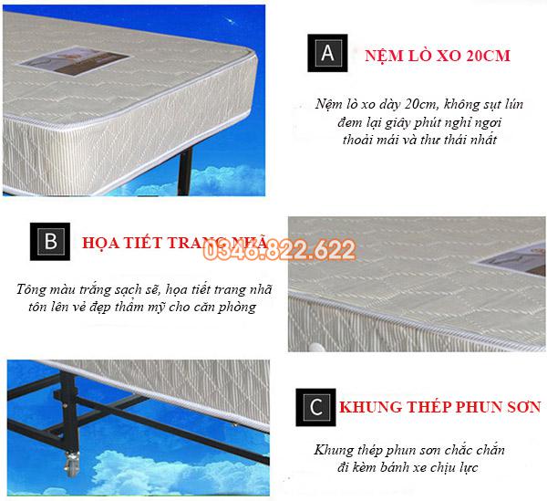 Giường gấp khách sạn nệm lò xo Giường gấp khách sạn nệm lò xo
