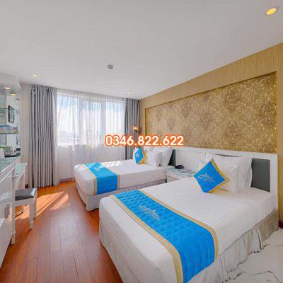 Tấm trang trí lụa màu xanh