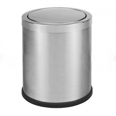 Thùng rác inox tròn nắp lật - màu bạc