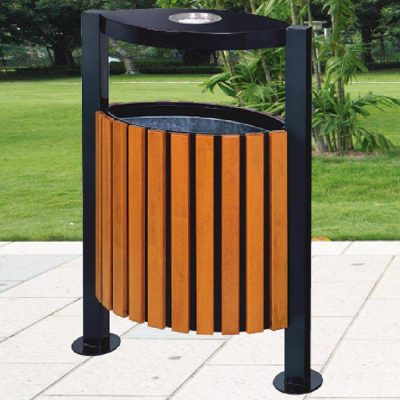 Thùng rác gỗ công cộng có gạt tàn