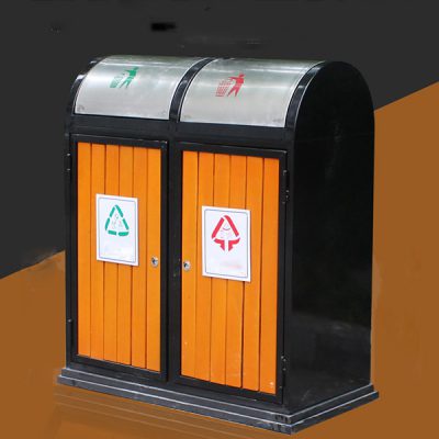 Thùng rác gỗ đôi ngoài trời