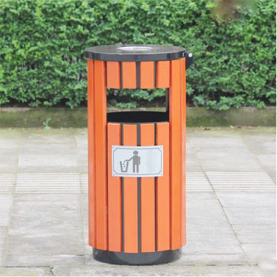 Thùng rác gỗ tròn có gạt tàn