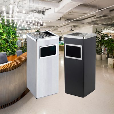 Thùng rác sảnh khách sạn có gạt tàn hình vuông