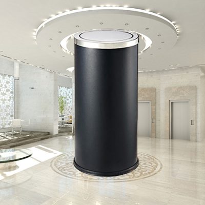 Thùng rác sảnh inox lắp lật màu đen