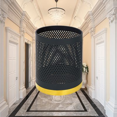 Thùng rác inox dập lỗ màu đen