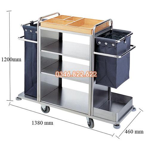 Xe dọn buồng phòng inox cao cấp Xe dọn buồng phòng inox cao cấp