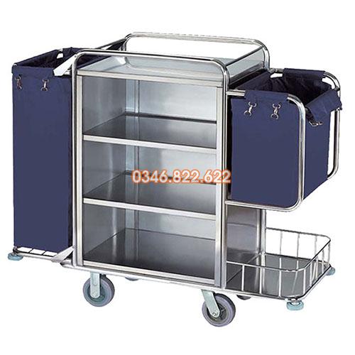 Xe dọn buồng phòng inox cao cấp Xe dọn buồng phòng inox cao cấp