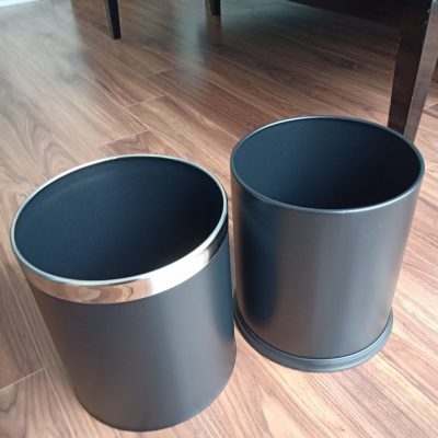 Thùng rác inox văn phòng 2 lớp màu đen